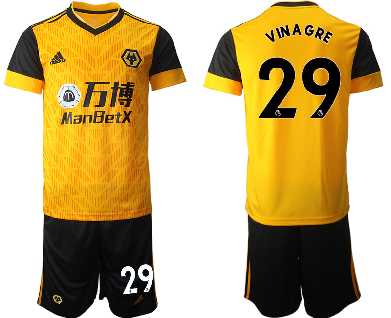 Men 2020-2021 club Wolverhampton Rangers home #29 yellow Soccer Jerseys->red bulls jersey->Soccer Club Jersey